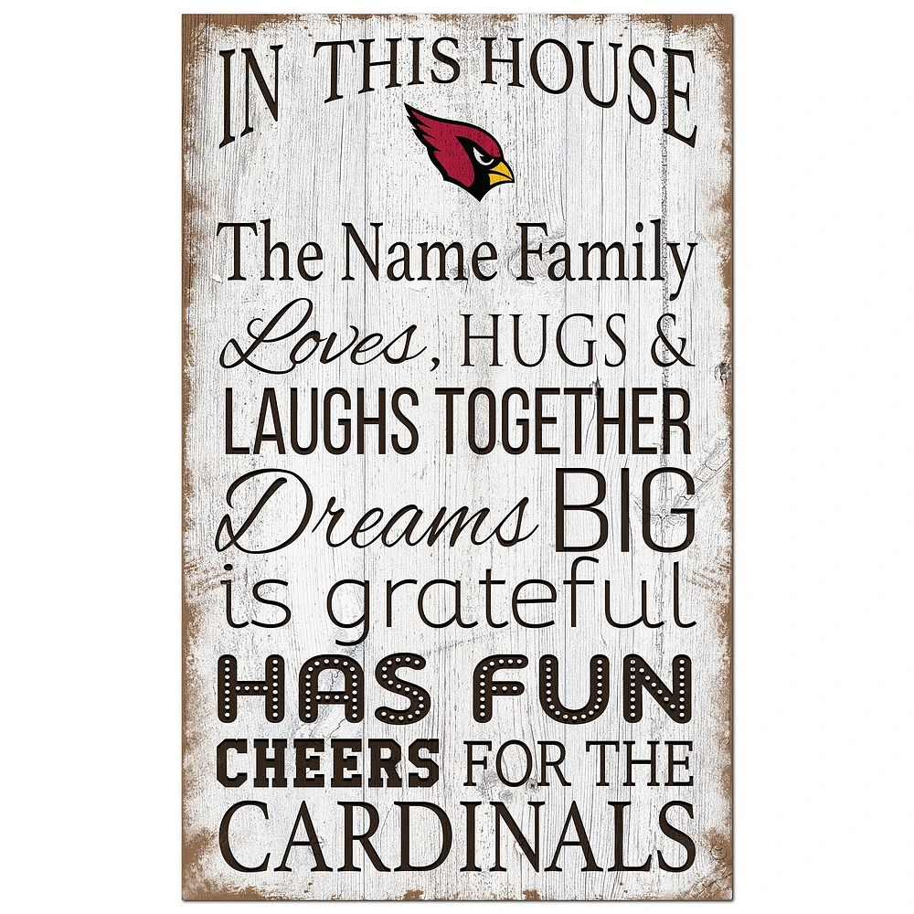 Arizona Cardinals Personalized 11" x 19" In This House Sign