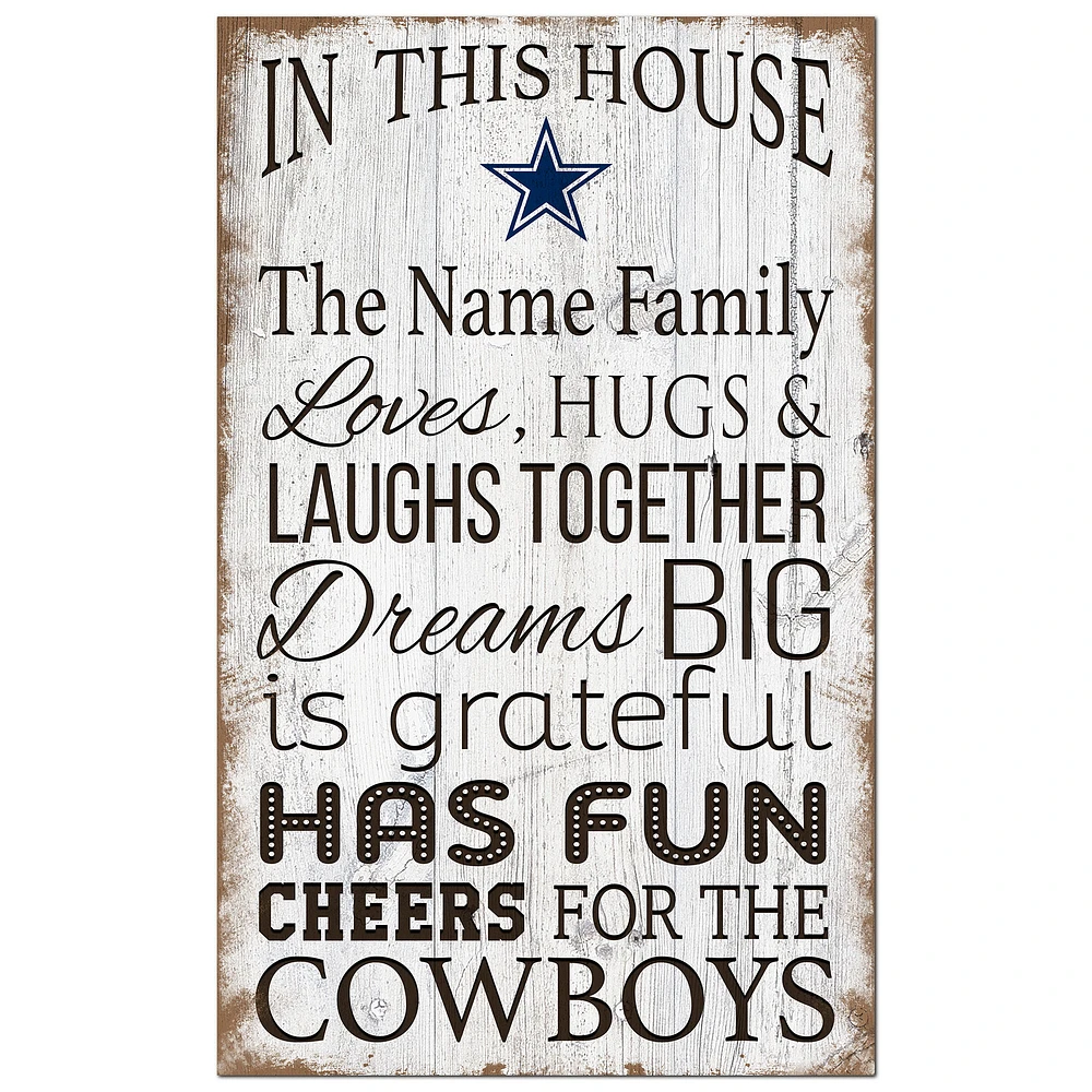 Dallas Cowboys Personalized 11" x 19" In This House Sign