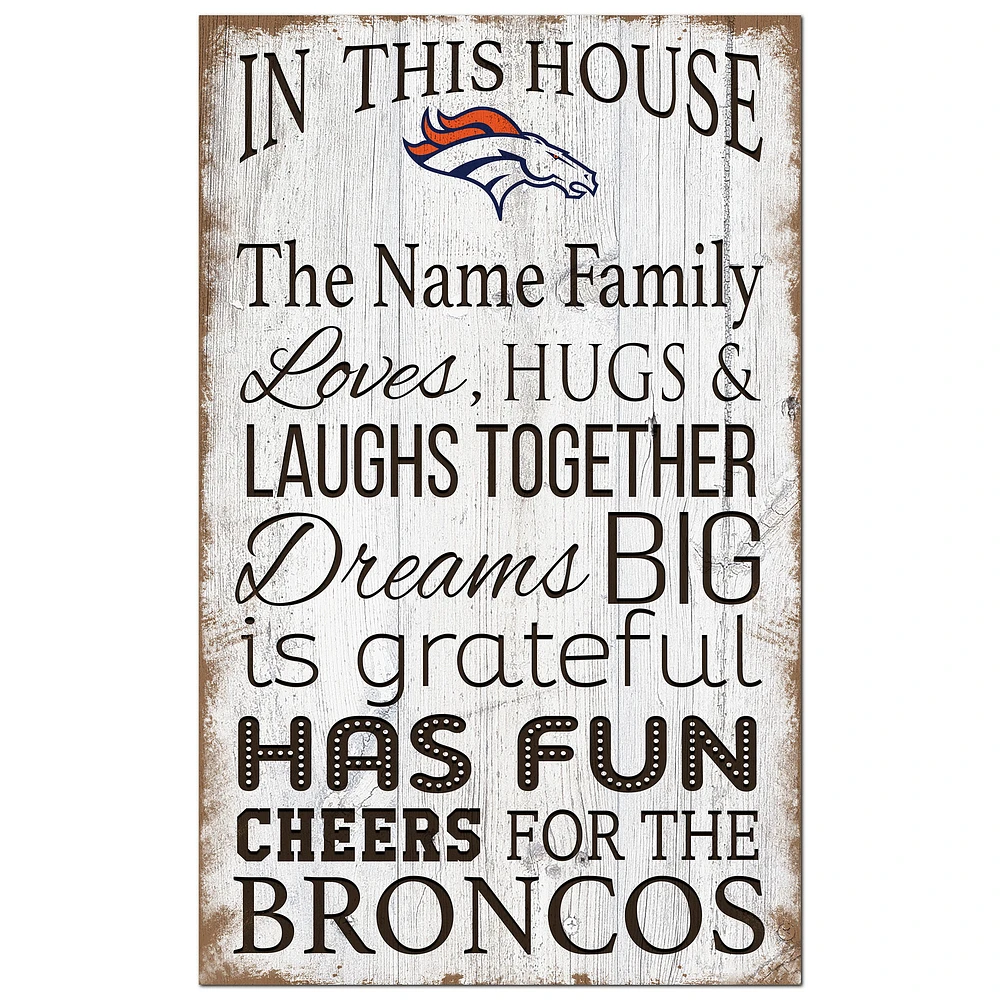 Denver Broncos Personalized 11" x 19" In This House Sign