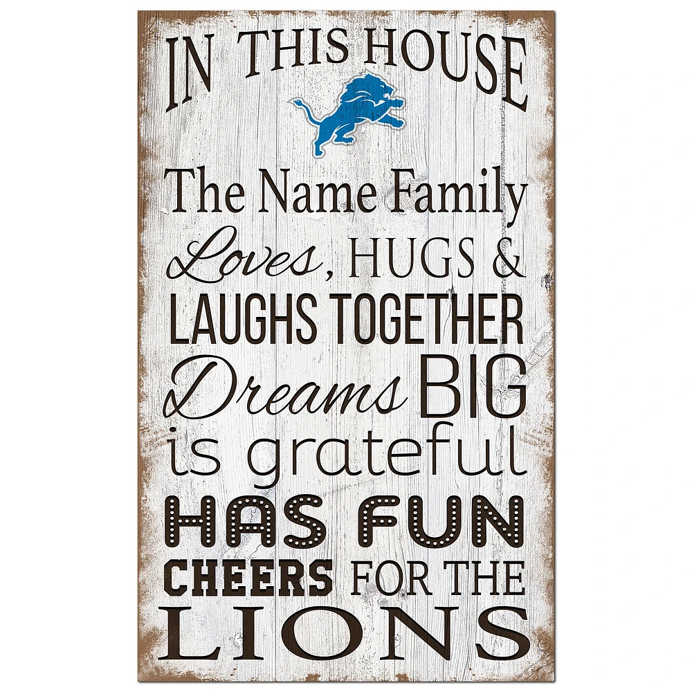 Detroit Lions Personalized 11" x 19" In This House Sign