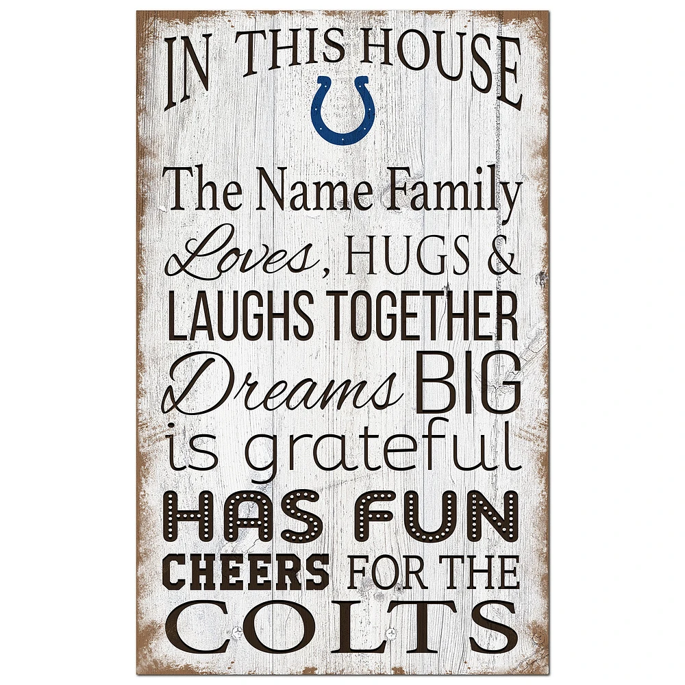 Indianapolis Colts Personalized 11" x 19" In This House Sign