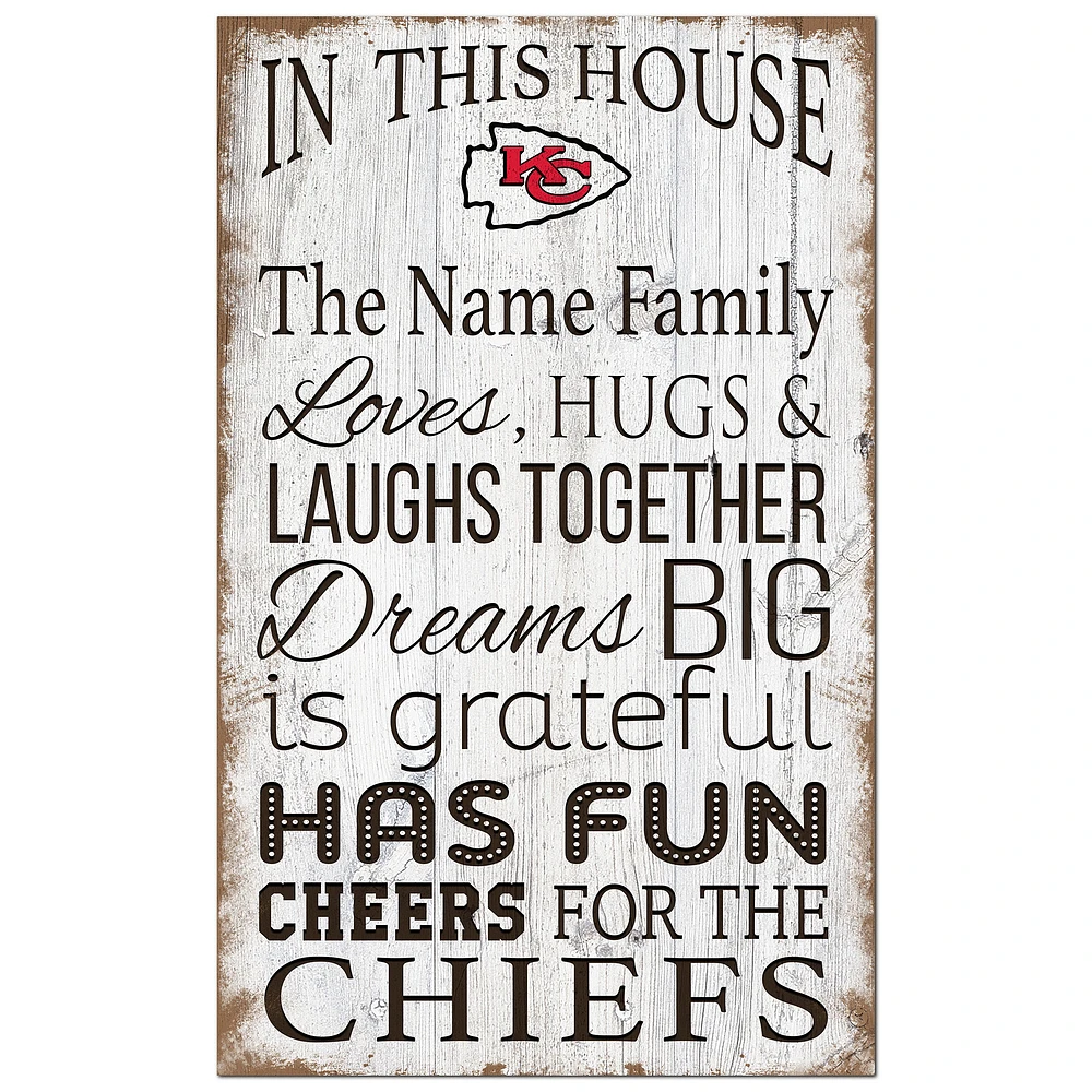 Kansas City Chiefs Personalized 11" x 19" In This House Sign