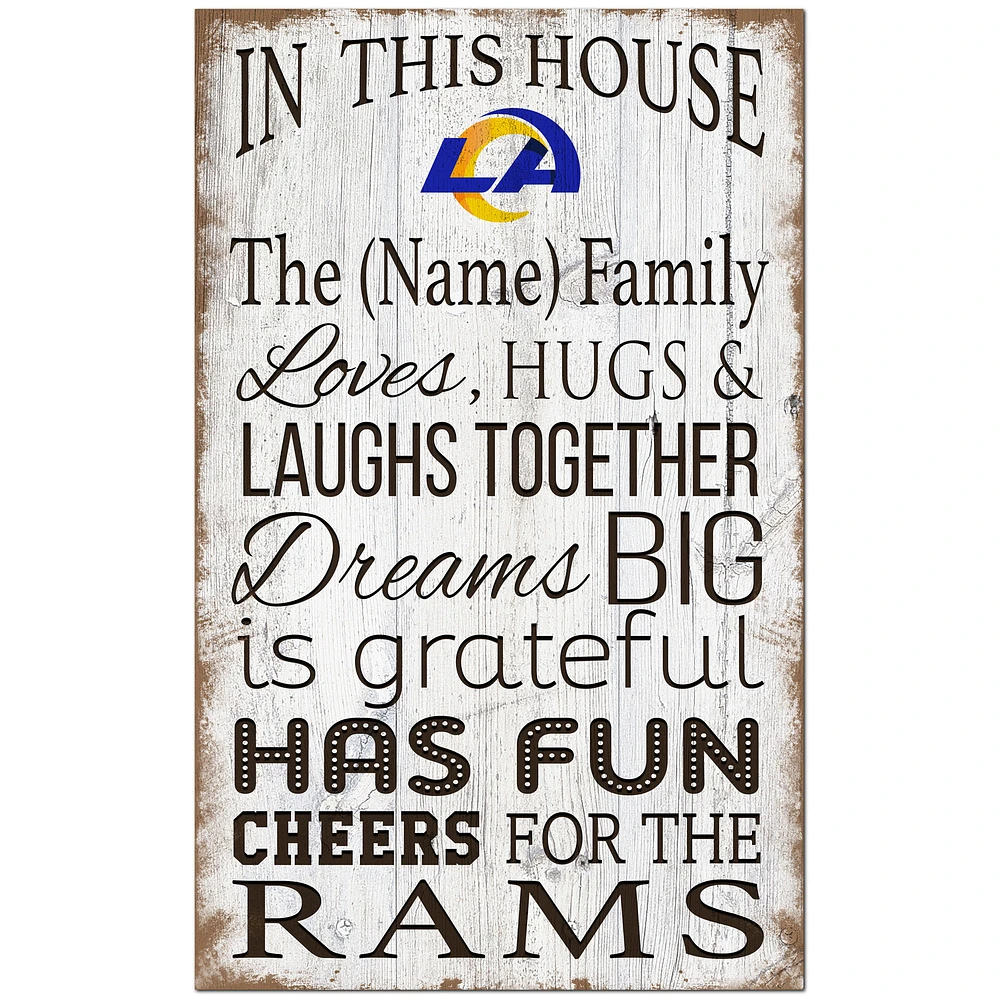 Los Angeles Rams Personalized 11" x 19" In This House Sign