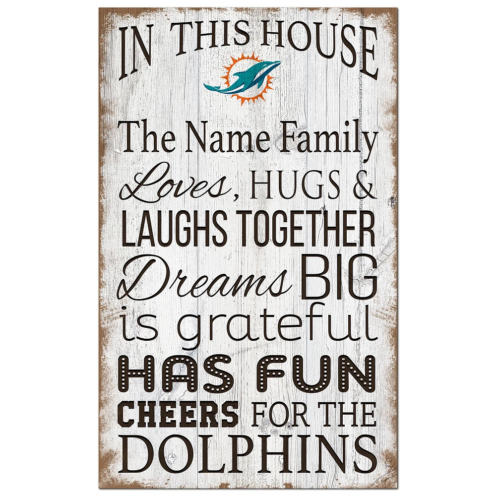 Miami Dolphins Personalized 11" x 19" In This House Sign