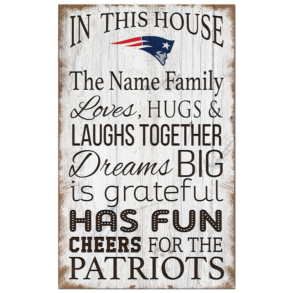 New England Patriots Personalized 11" x 19" In This House Sign