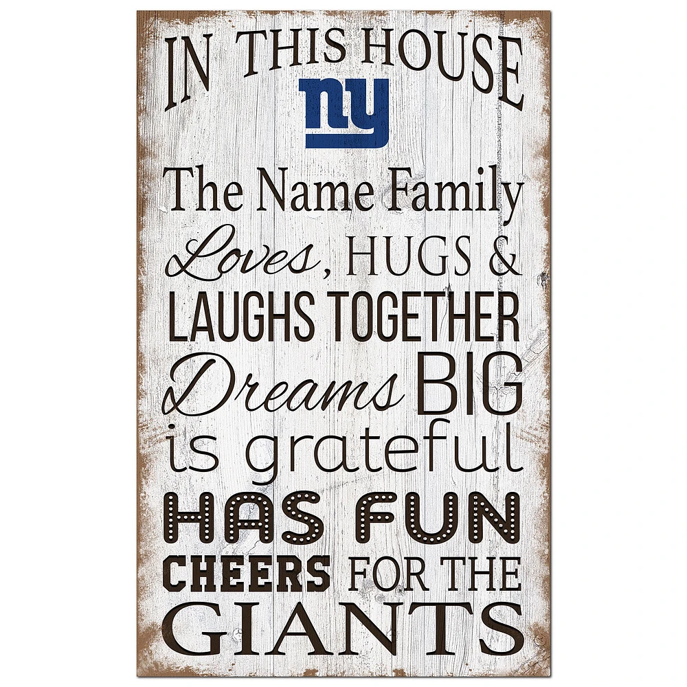 New York Giants Personalized 11" x 19" In This House Sign