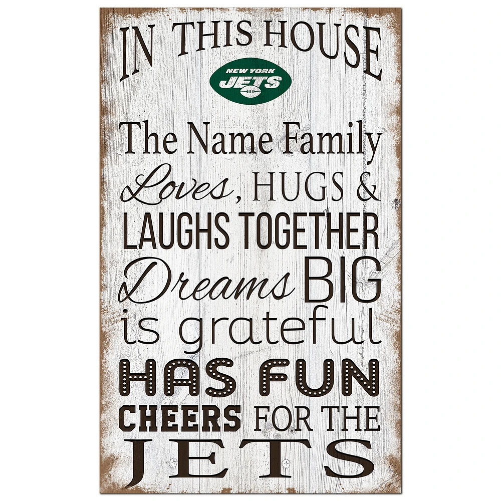 New York Jets Personalized 11" x 19" In This House Sign
