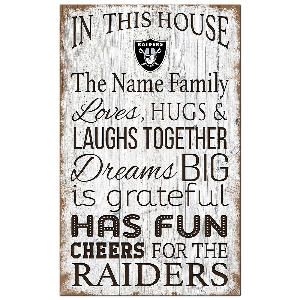 Las Vegas Raiders Personalized 11" x 19" In This House Sign