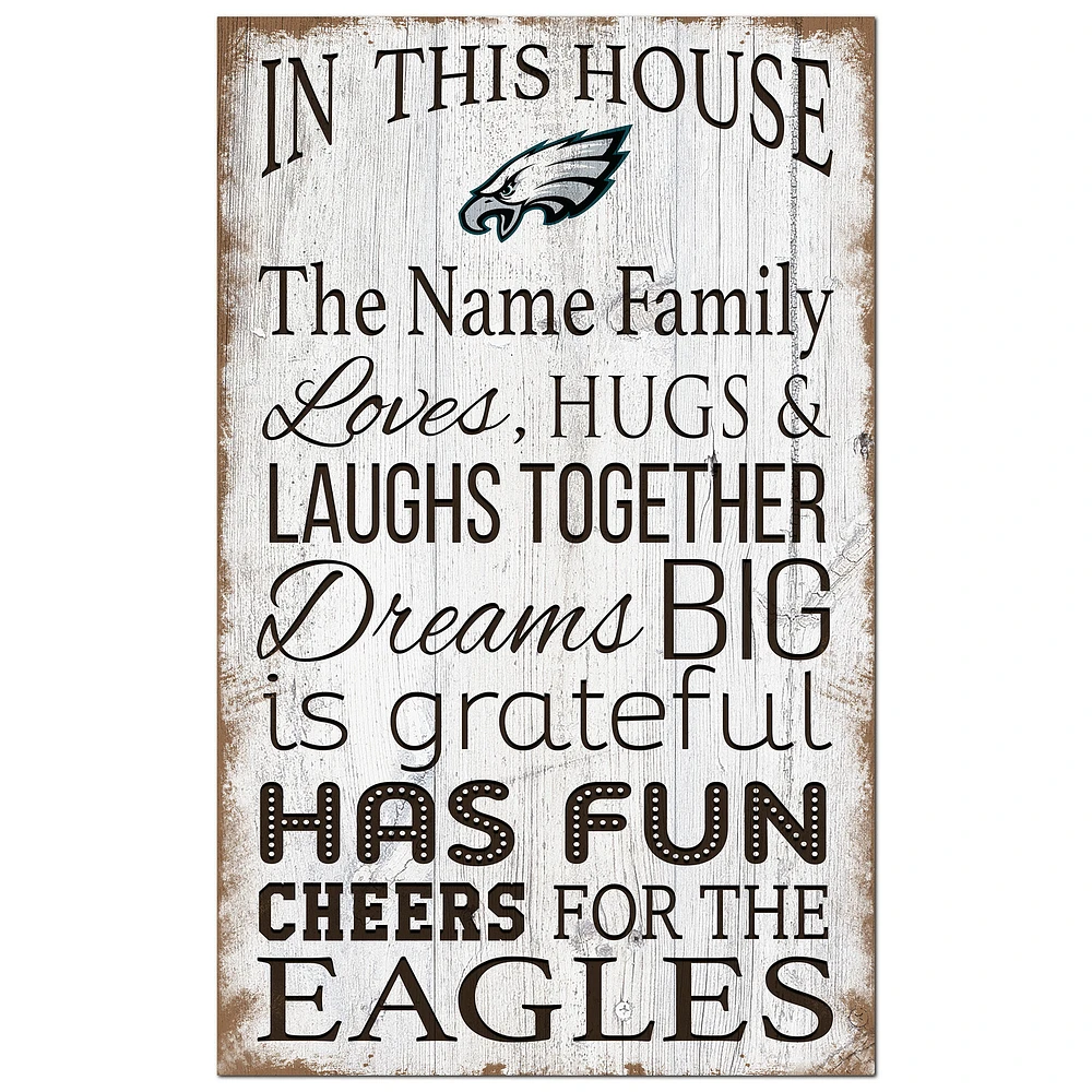 Philadelphia Eagles Personalized 11" x 19" In This House Sign
