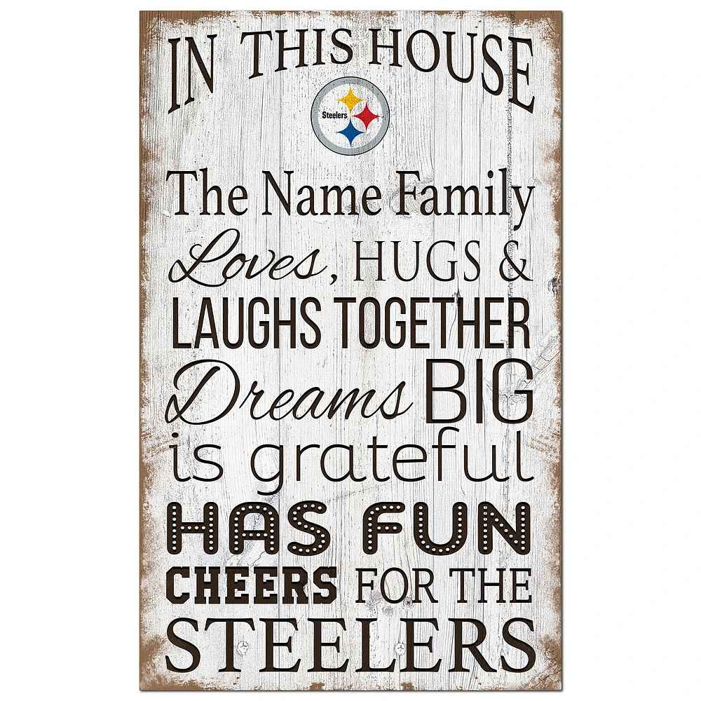 Pittsburgh Steelers Personalized 11" x 19" In This House Sign
