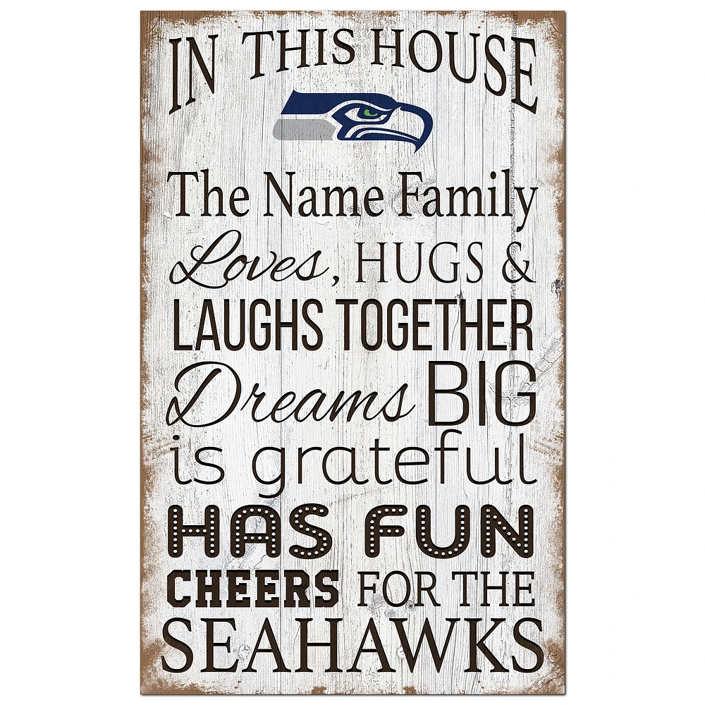 Seattle Seahawks Personalized 11" x 19" In This House Sign