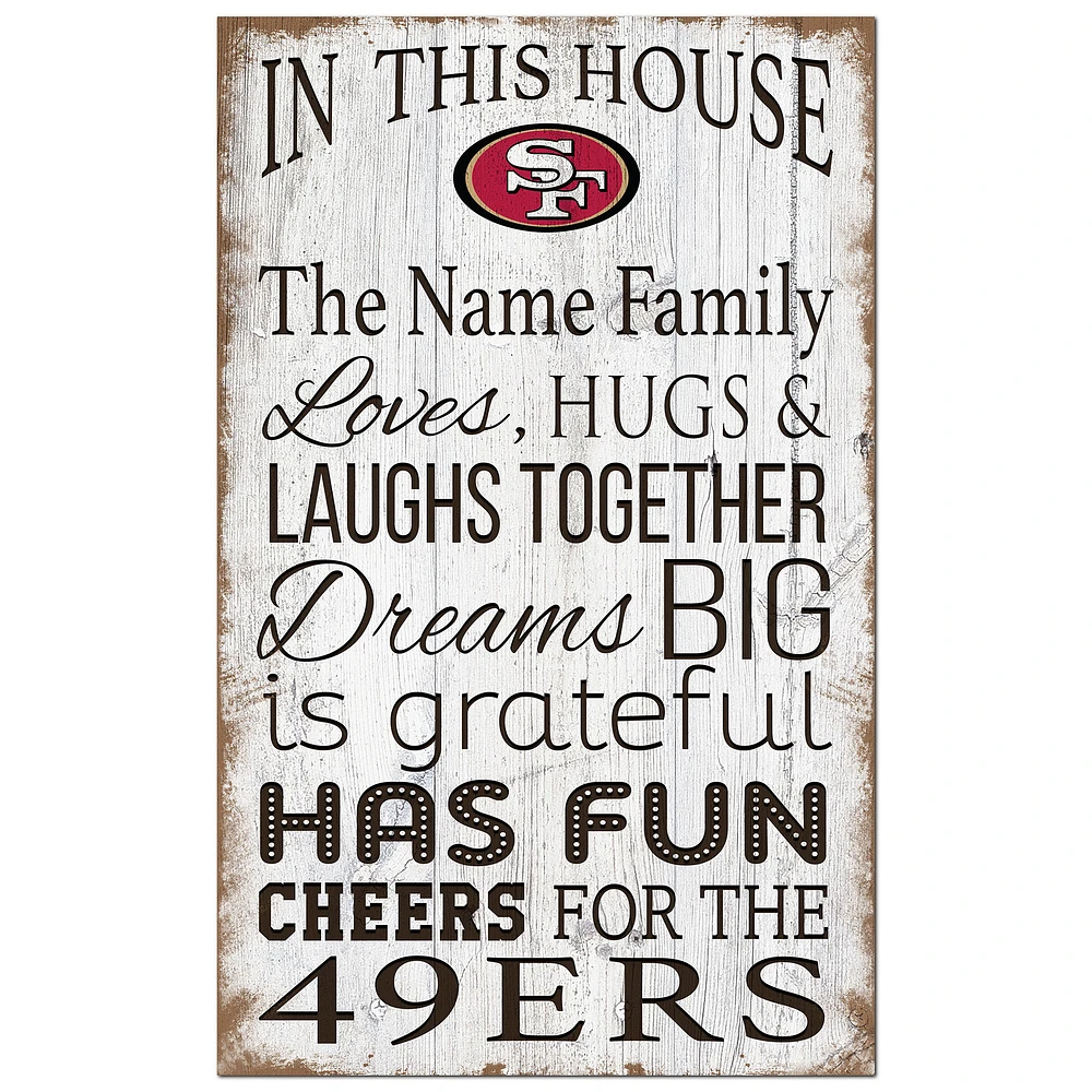 San Francisco 49ers Personalized 11" x 19" In This House Sign