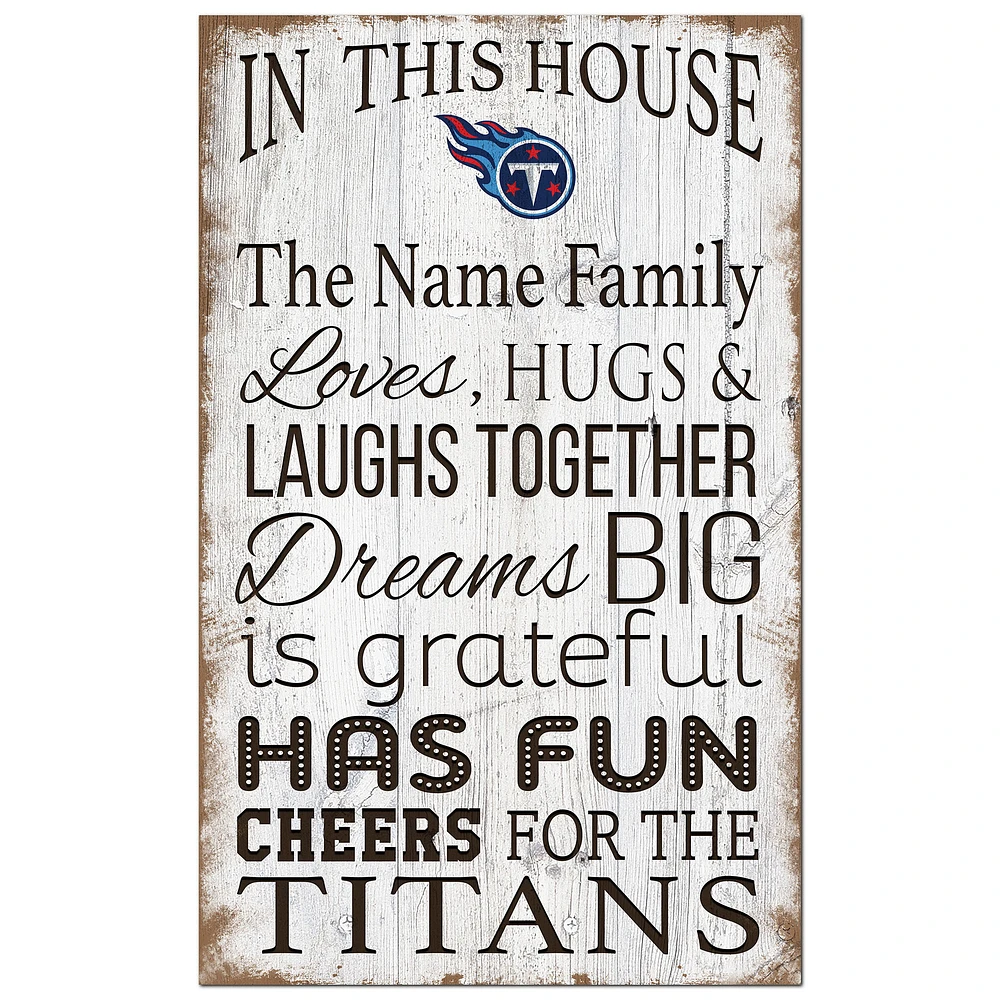 Tennessee Titans Personalized 11" x 19" In This House Sign