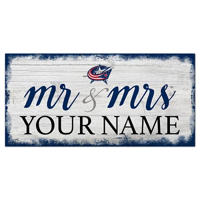 Columbus Blue Jackets 6" x 12" Personalized Mr. & Mrs. Script Sign