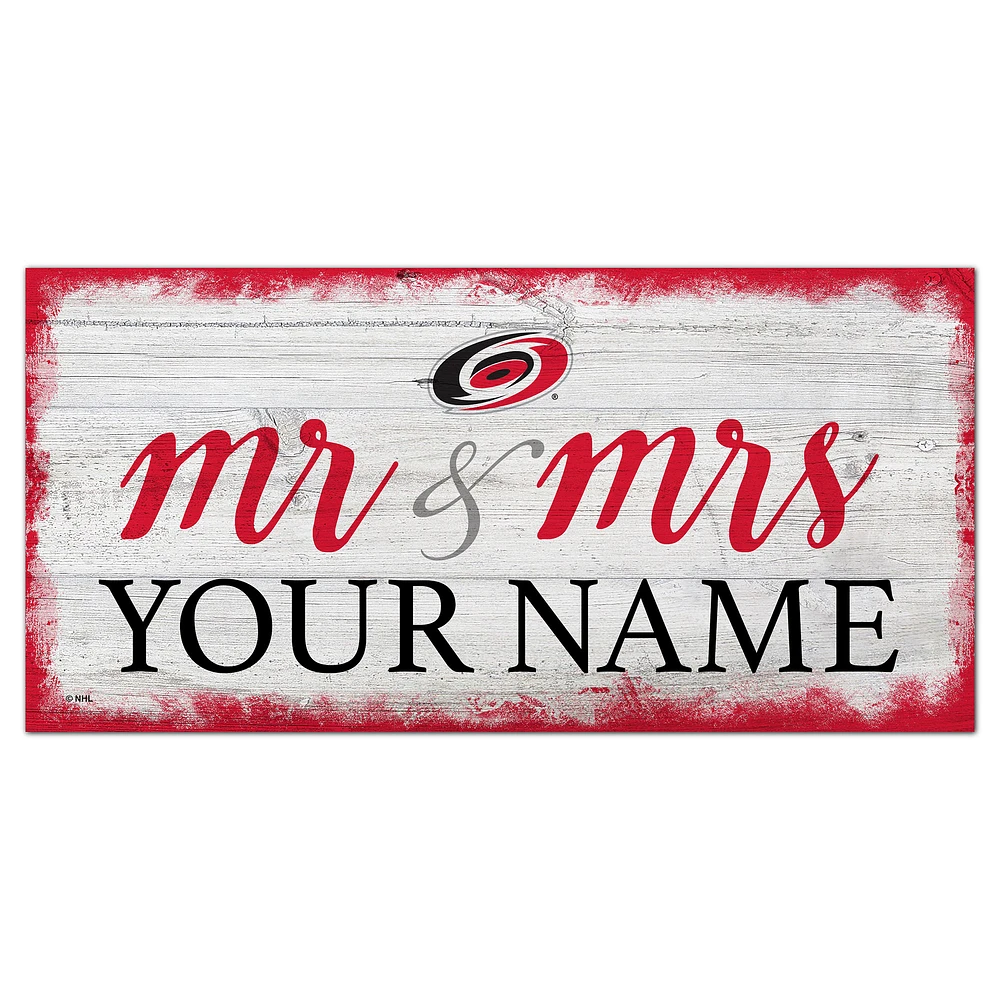 Carolina Hurricanes 6" x 12" Personalized Mr. & Mrs. Script Sign