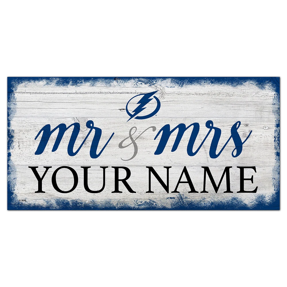 Tampa Bay Lightning 6" x 12" Personalized Mr. & Mrs. Script Sign