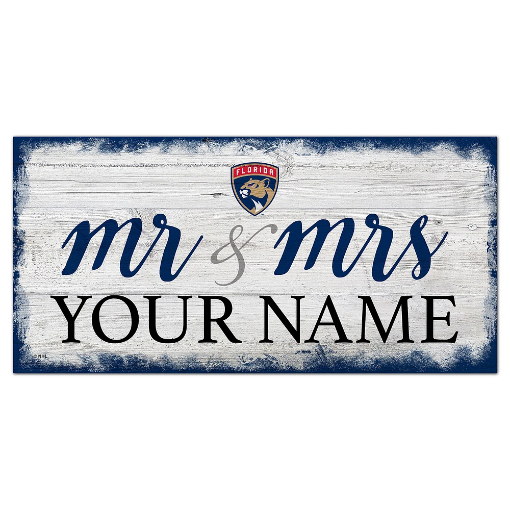 Florida Panthers 6" x 12" Personalized Mr. & Mrs. Script Sign