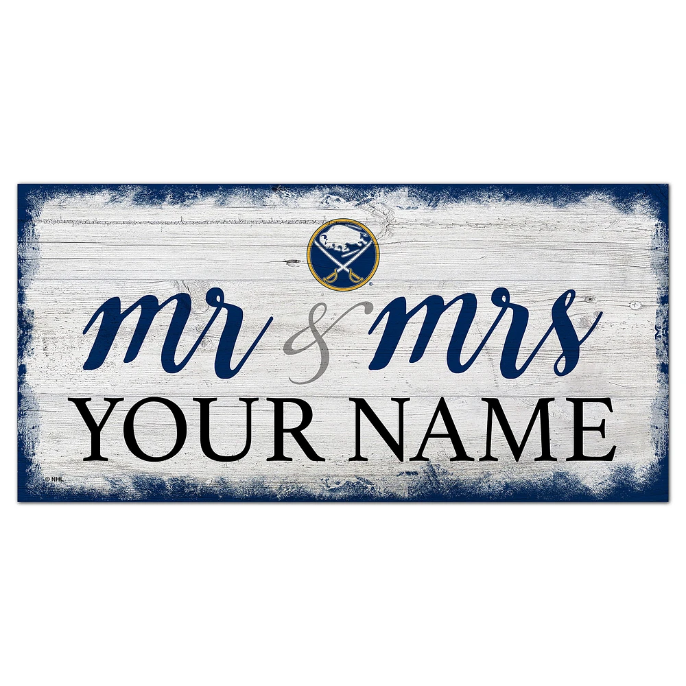 Buffalo Sabres 6" x 12" Personalized Mr. & Mrs. Script Sign