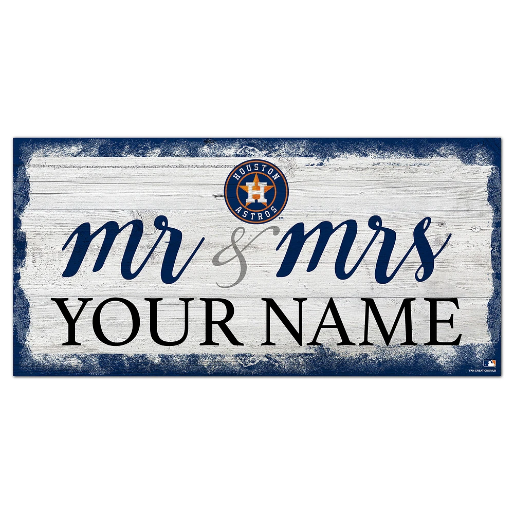 Houston Astros 6" x 12" Personalized Mr. & Mrs. Script Sign