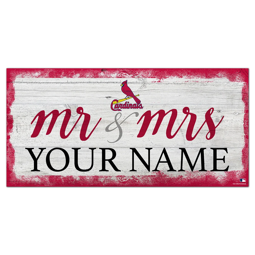 St. Louis Cardinals 6" x 12" Personalized Mr. & Mrs. Script Sign
