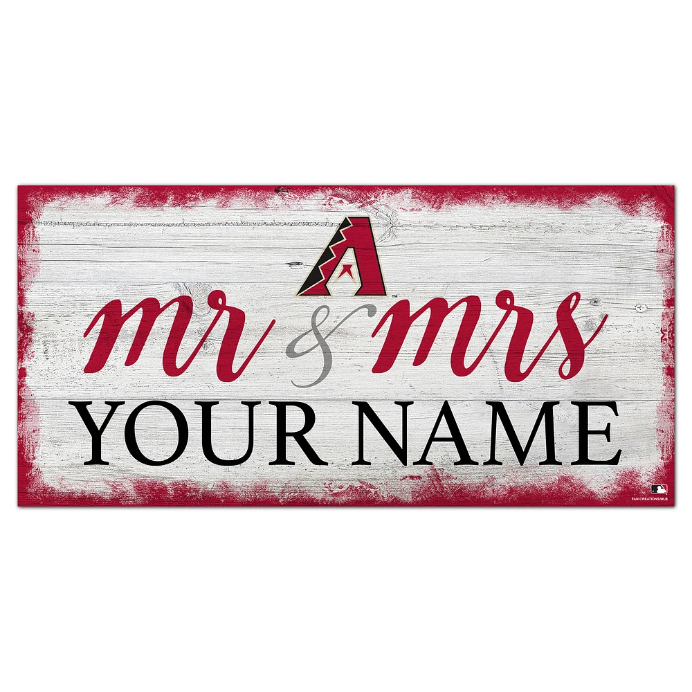 Arizona Diamondbacks 6" x 12" Personalized Mr. & Mrs. Script Sign
