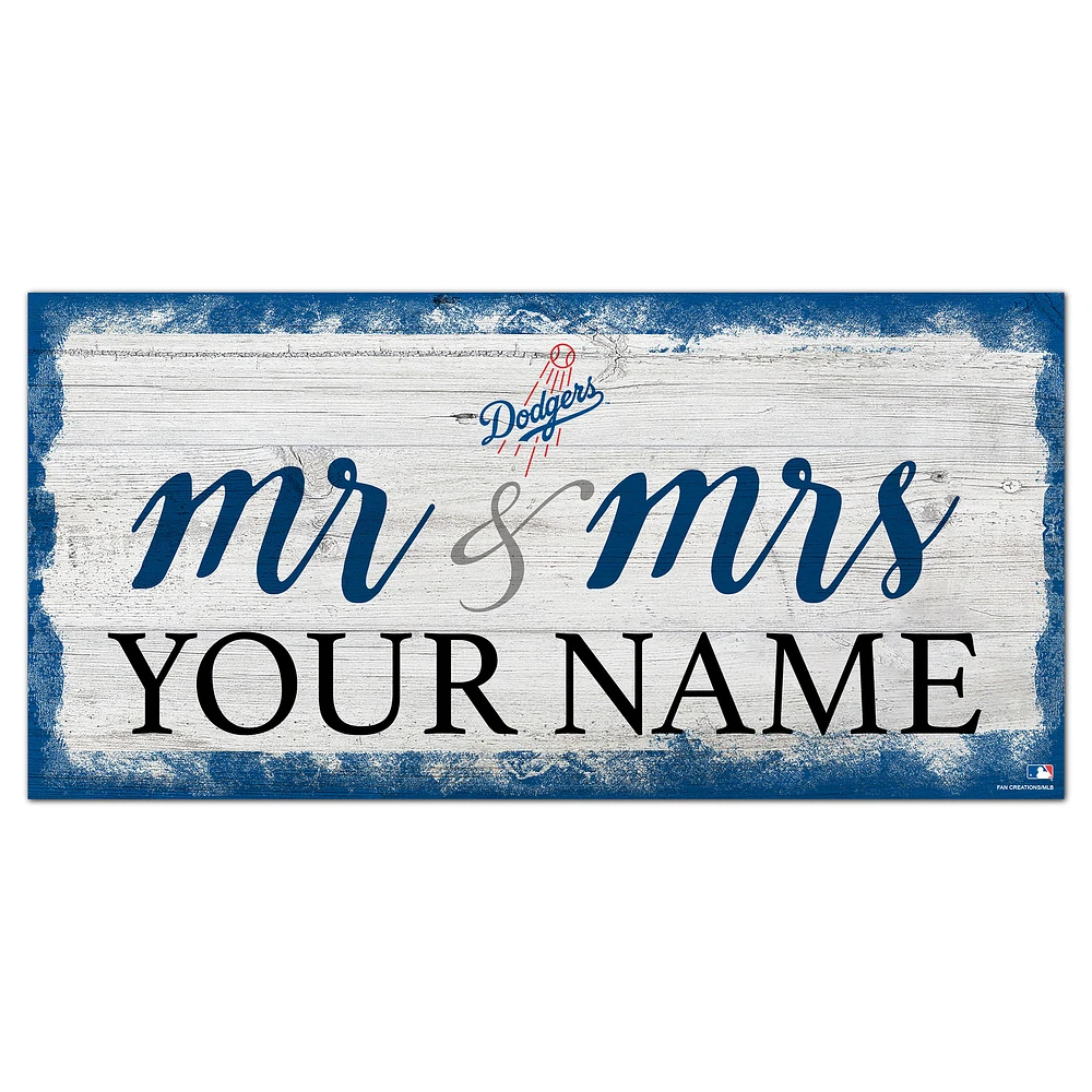 Los Angeles Dodgers 6" x 12" Personalized Mr. & Mrs. Script Sign