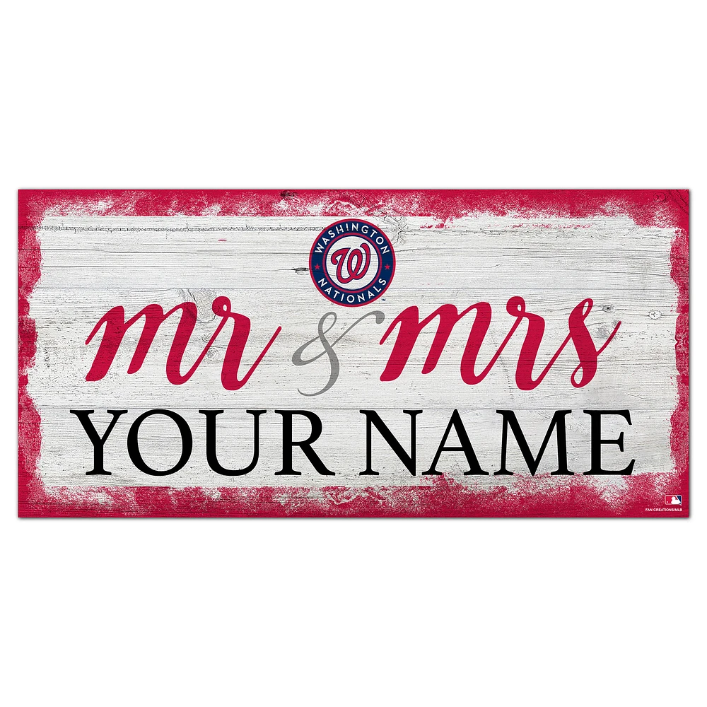 Washington Nationals 6" x 12" Personalized Mr. & Mrs. Script Sign