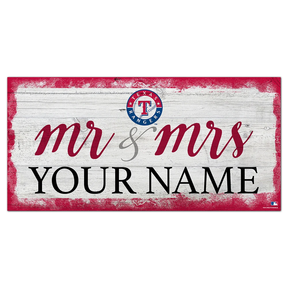 Texas Rangers 6" x 12" Personalized Mr. & Mrs. Script Sign