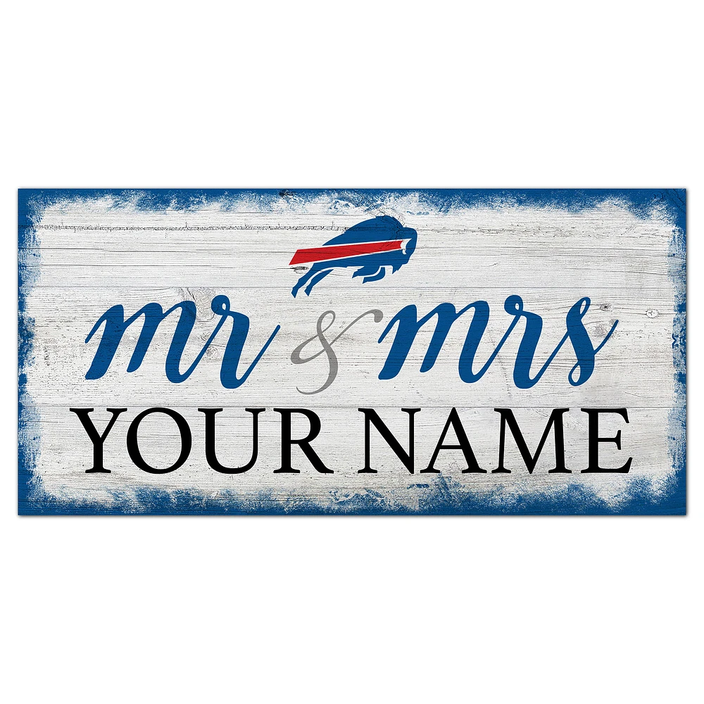 Buffalo Bills 6" x 12" Personalized Mr. & Mrs. Script Sign