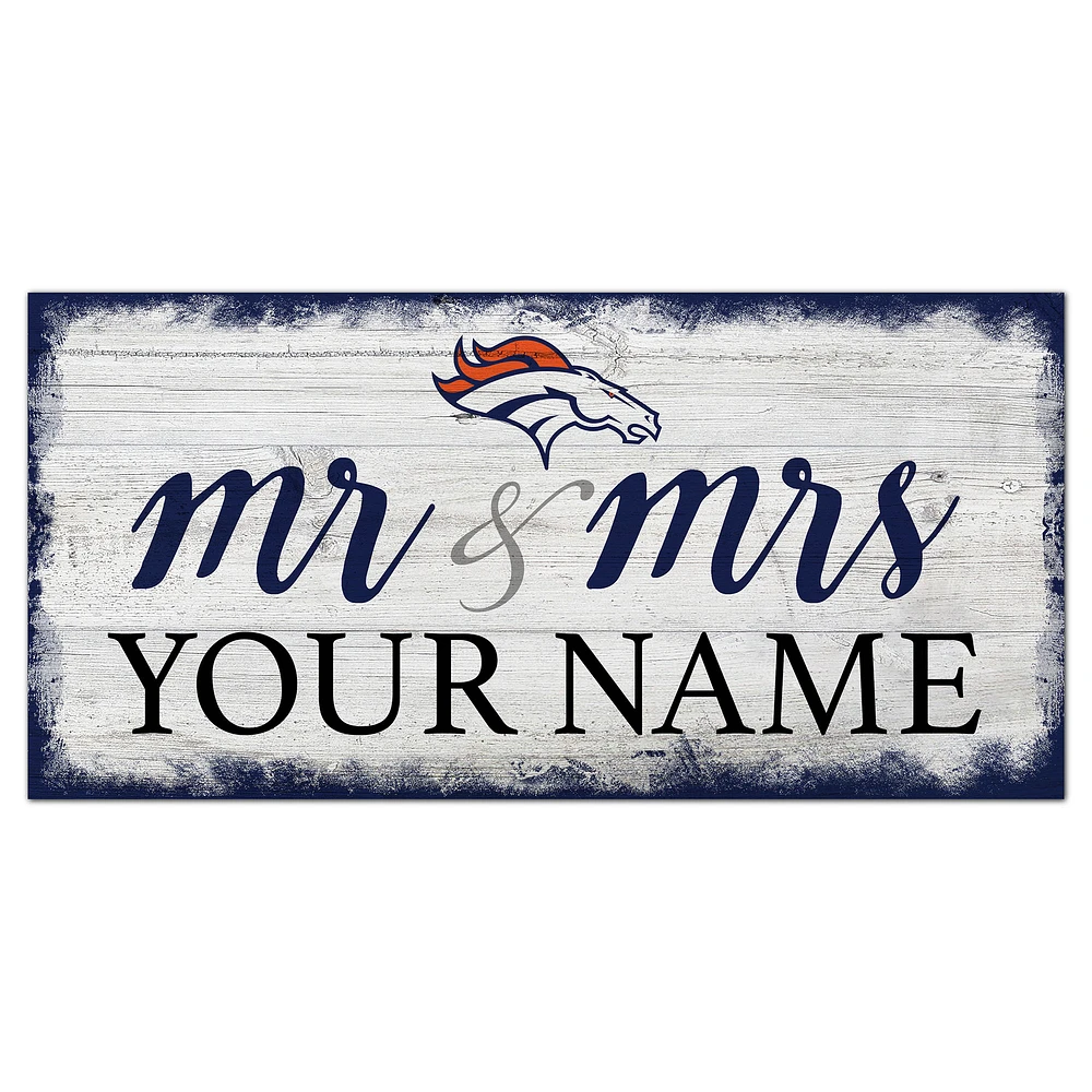 Denver Broncos 6" x 12" Personalized Mr. & Mrs. Script Sign