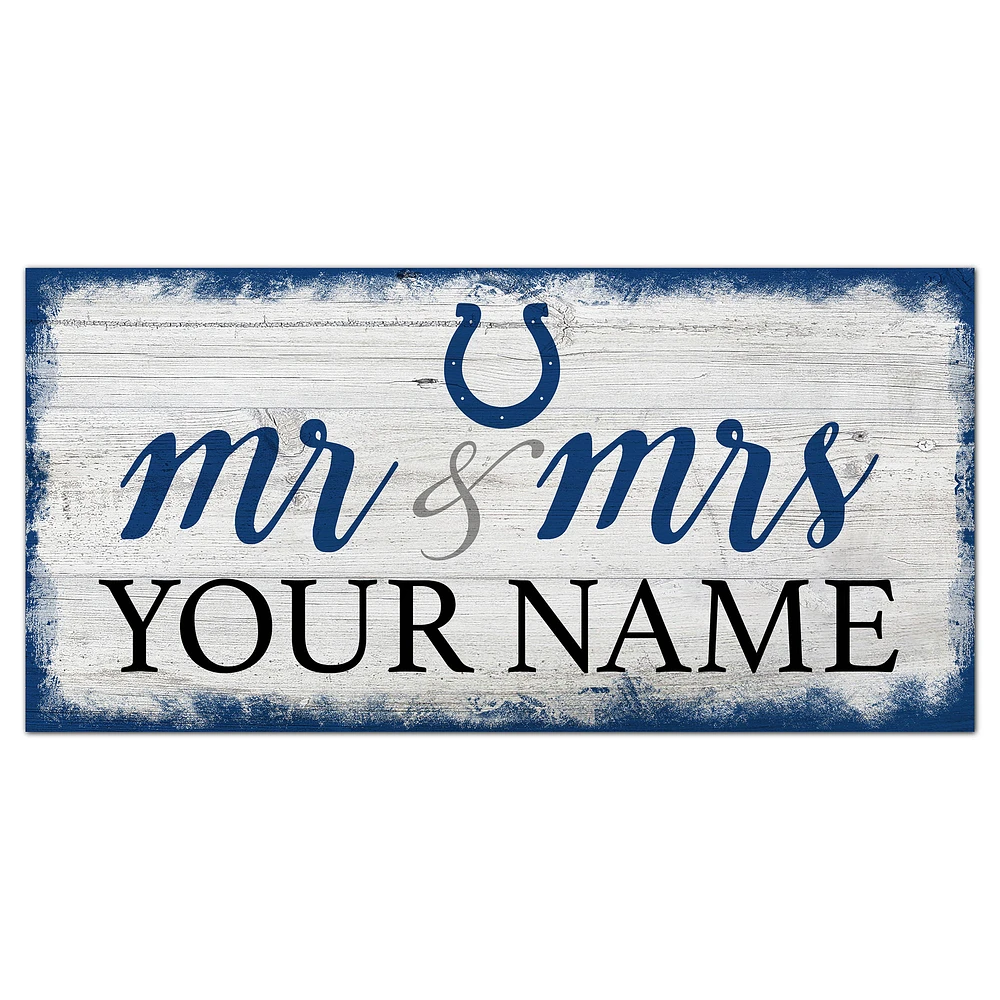 Indianapolis Colts 6" x 12" Personalized Mr. & Mrs. Script Sign