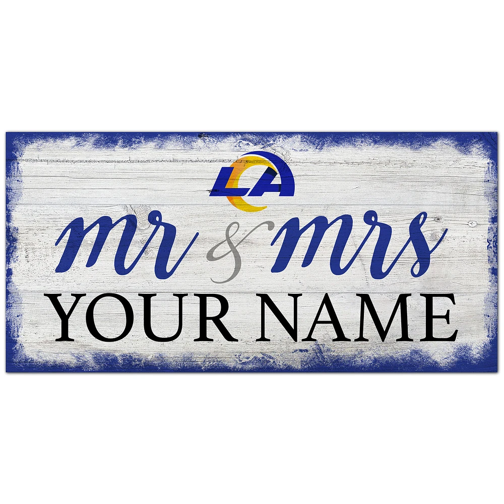Los Angeles Rams 6" x 12" Personalized Mr. & Mrs. Script Sign