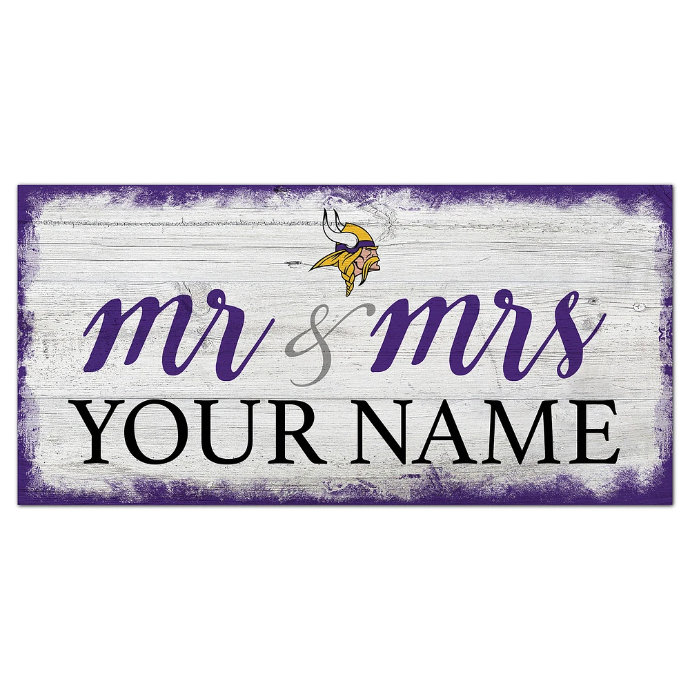 Minnesota Vikings 6" x 12" Personalized Mr. & Mrs. Script Sign