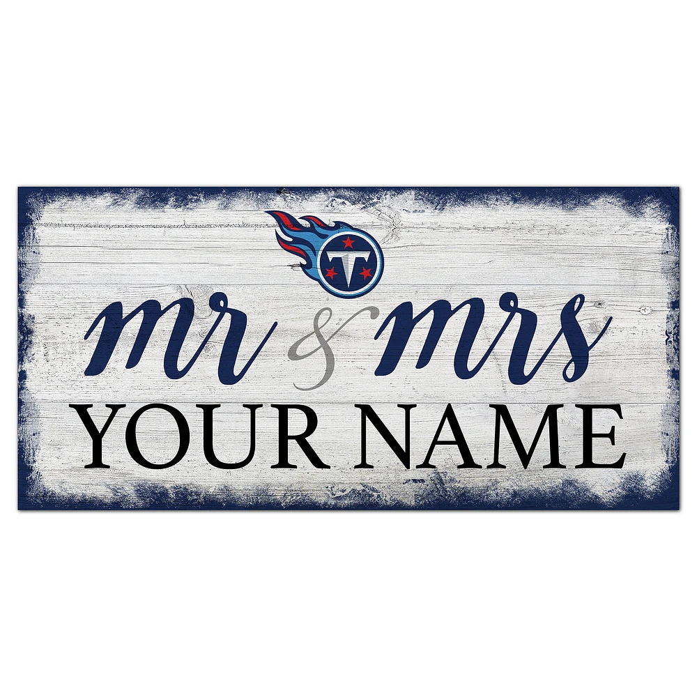 Tennessee Titans 6" x 12" Personalized Mr. & Mrs. Script Sign