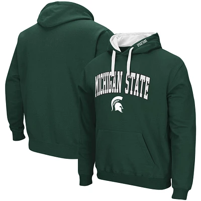 Men's Colosseum Green Michigan State Spartans Big & Tall Arch & Logo 2.0 Pullover Hoodie