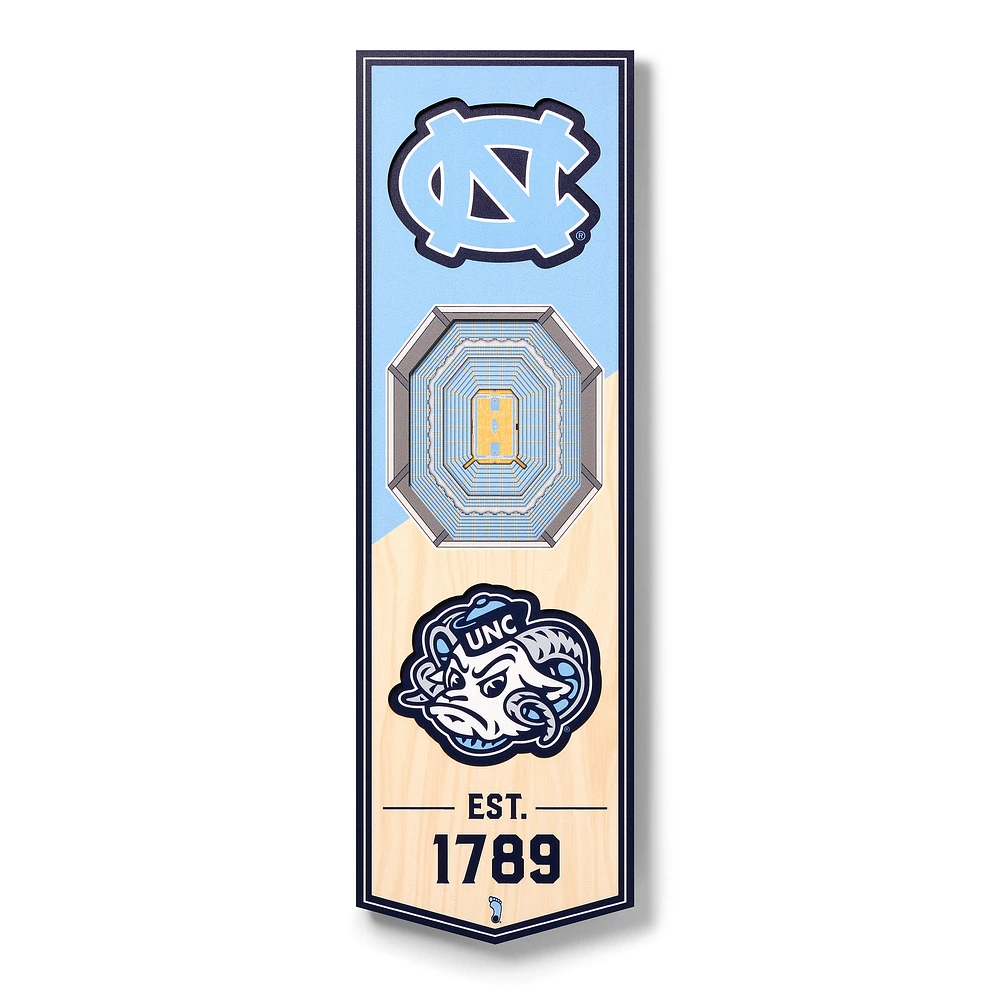 North Carolina Tar Heels 6'' x 19'' 3D StadiumView Banner