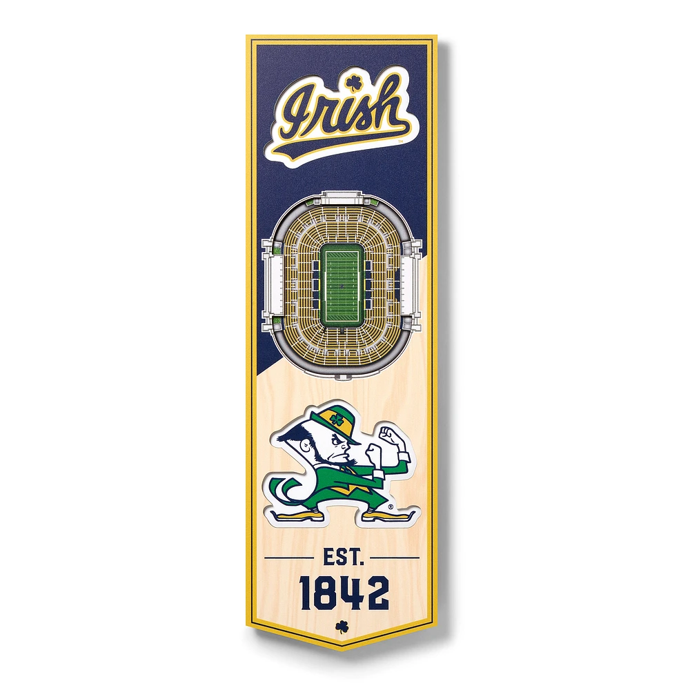 Notre Dame Fighting Irish 6'' x 19'' 3D StadiumView Banner