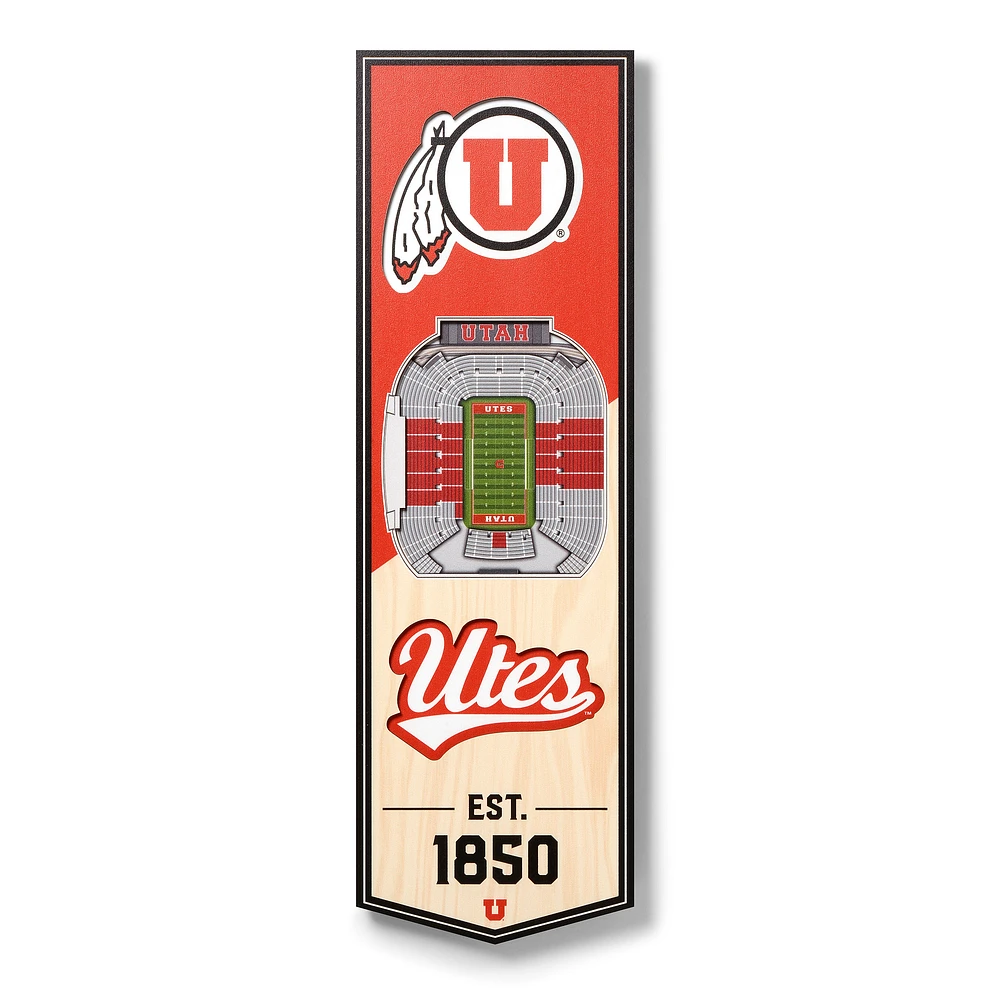 Utah Utes 6'' x 19'' 3D StadiumView Banner
