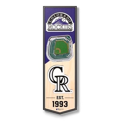 Colorado Rockies 6'' x 19'' 3D StadiumView Banner