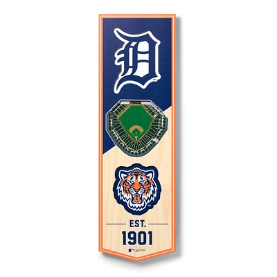 Detroit Tigers 6'' x 19'' 3D StadiumView Banner