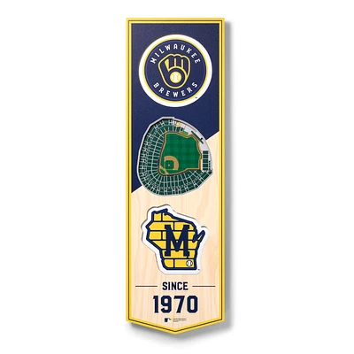 Milwaukee Brewers 6'' x 19'' 3D StadiumView Banner