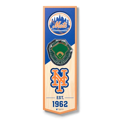 New York Mets 6'' x 19'' 3D StadiumView Banner