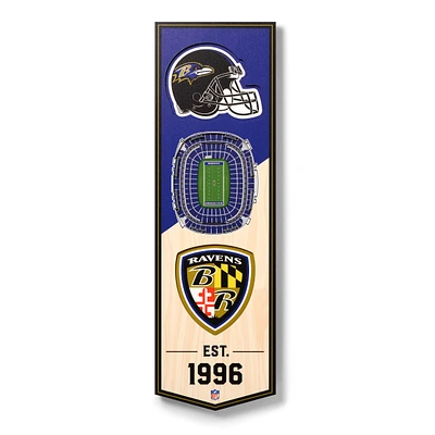 Baltimore Ravens 6'' x 19'' 3D StadiumView Banner