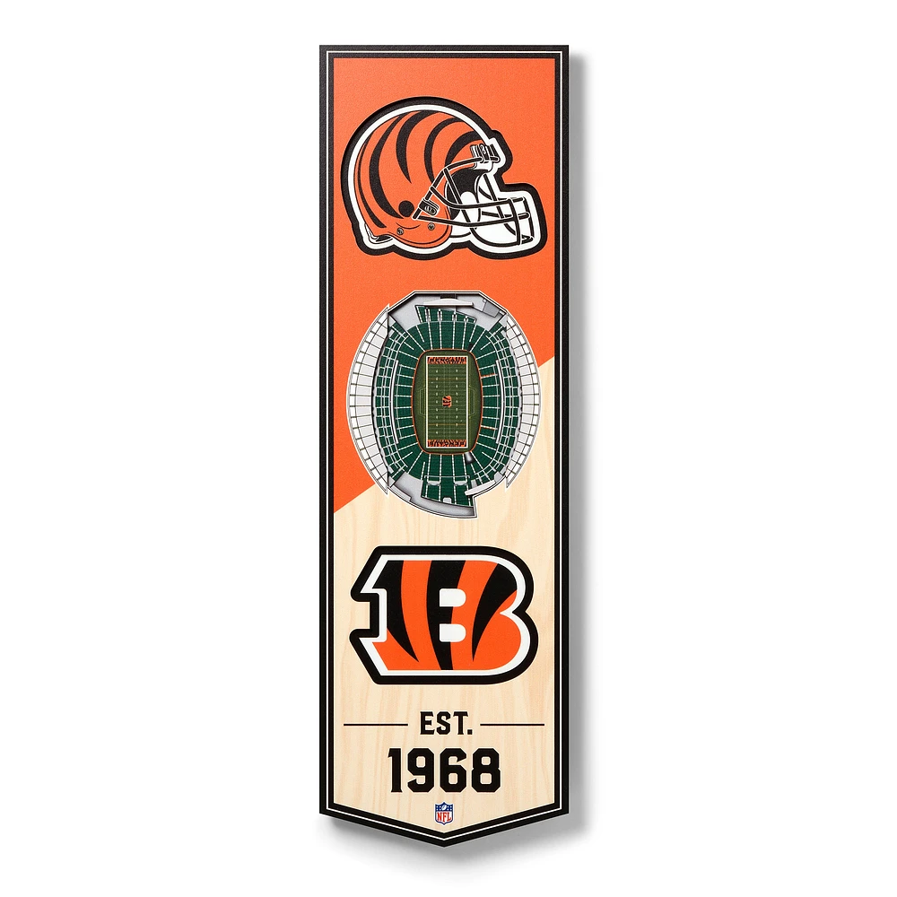 Cincinnati Bengals 6'' x 19'' 3D StadiumView Banner