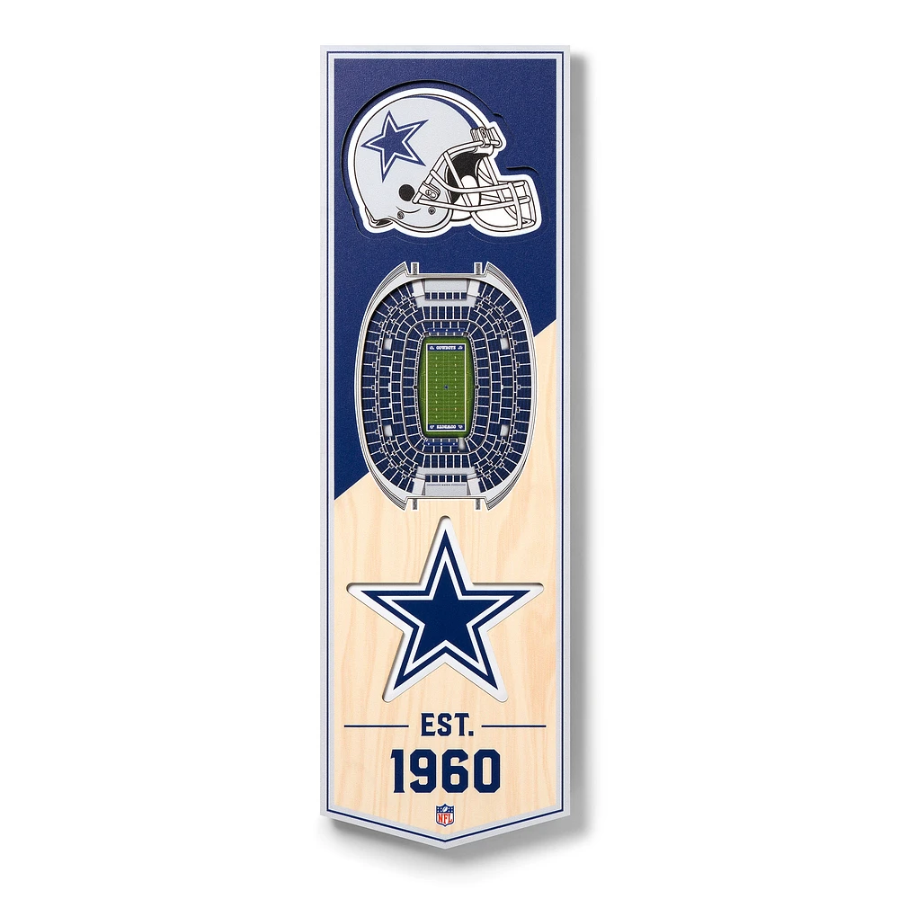 Dallas Cowboys 6'' x 19'' 3D StadiumView Banner
