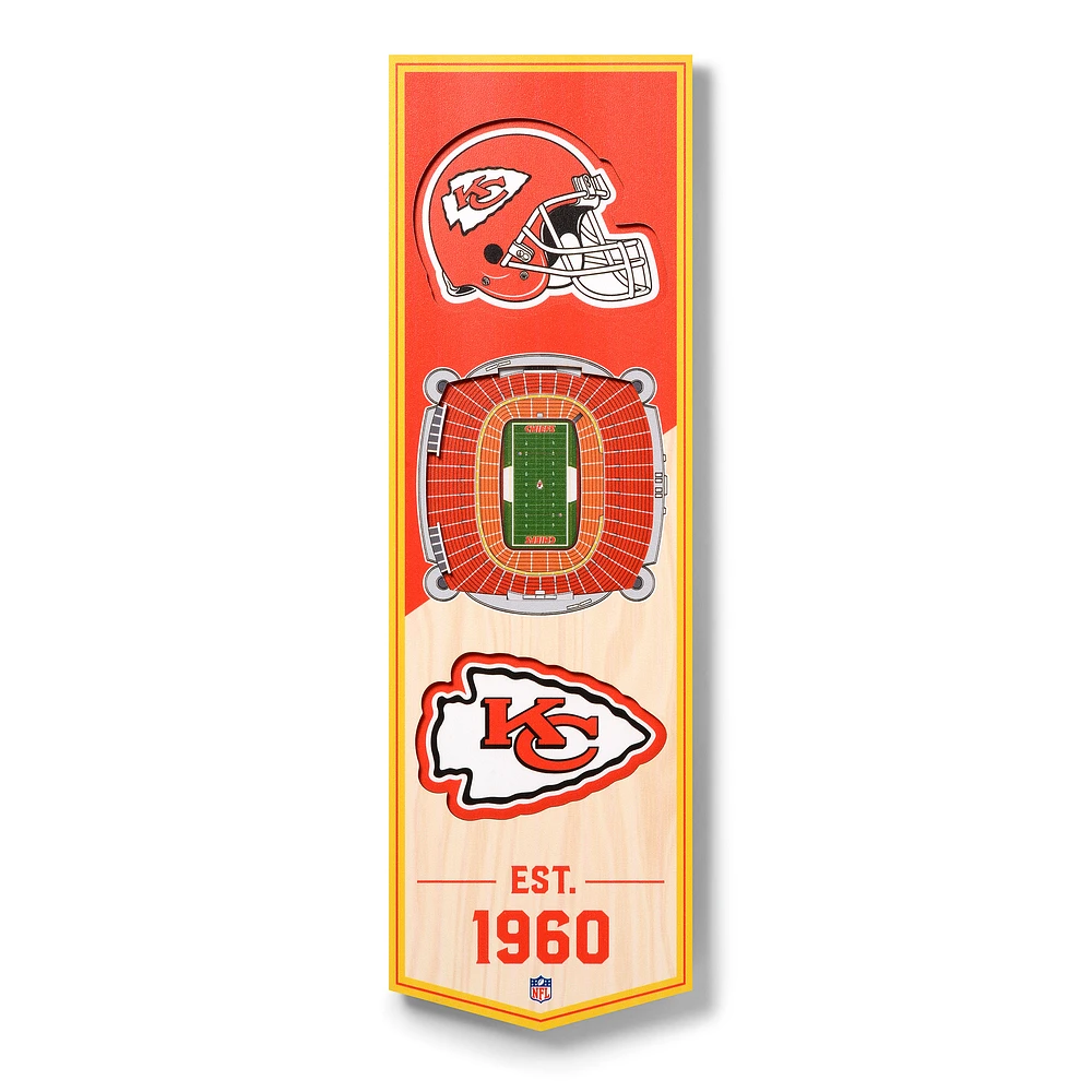 Kansas City Chiefs 6'' x 19'' 3D StadiumView Banner