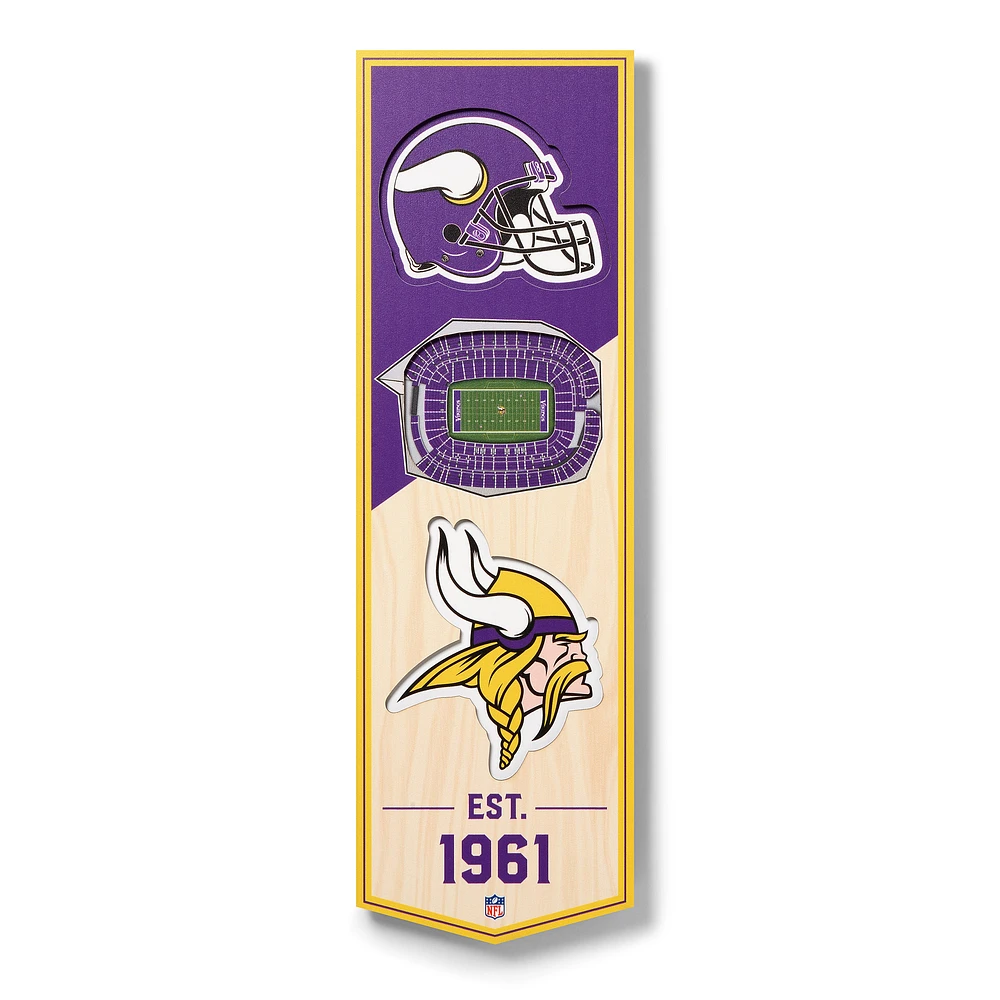 Minnesota Vikings 6'' x 19'' 3D StadiumView Banner