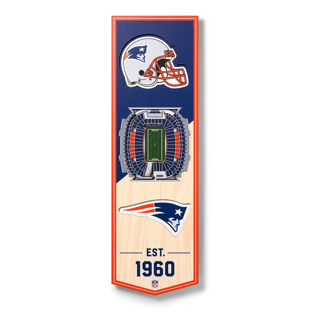 New England Patriots 6'' x 19'' 3D StadiumView Banner