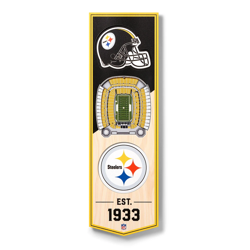 Pittsburgh Steelers 6'' x 19'' 3D StadiumView Banner