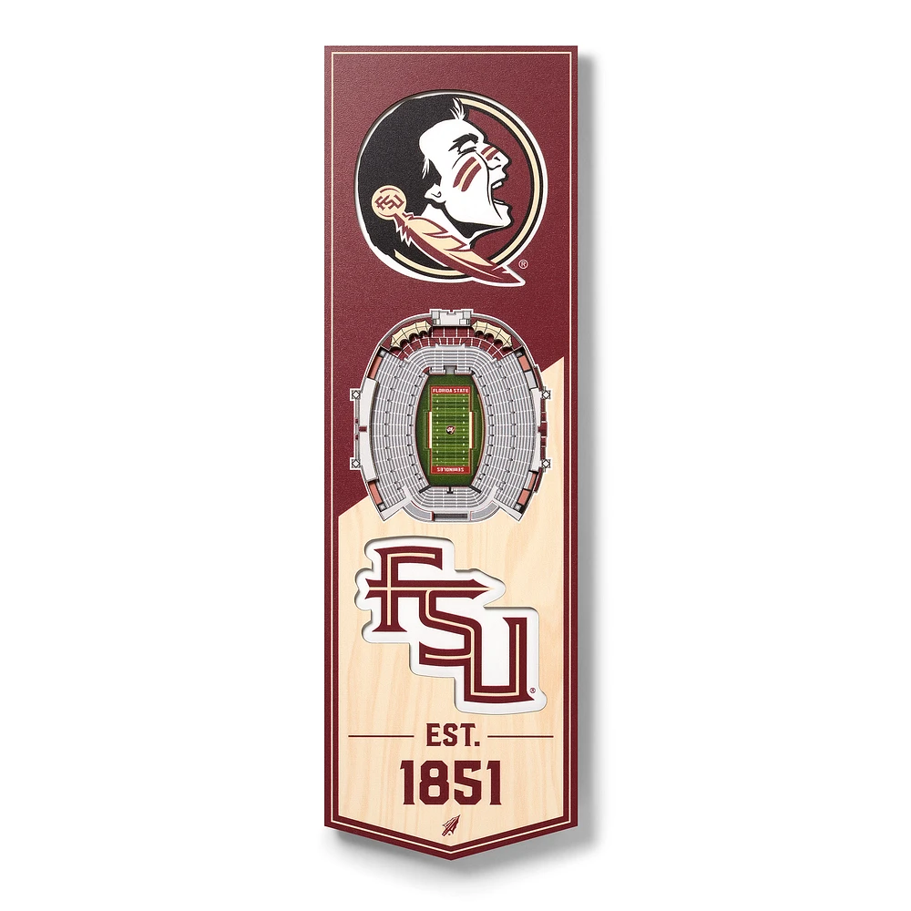 Florida State Seminoles 6'' x 19'' 3D StadiumView Banner
